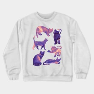 Galaxy Cats Pattern - Pastel Purple Crewneck Sweatshirt